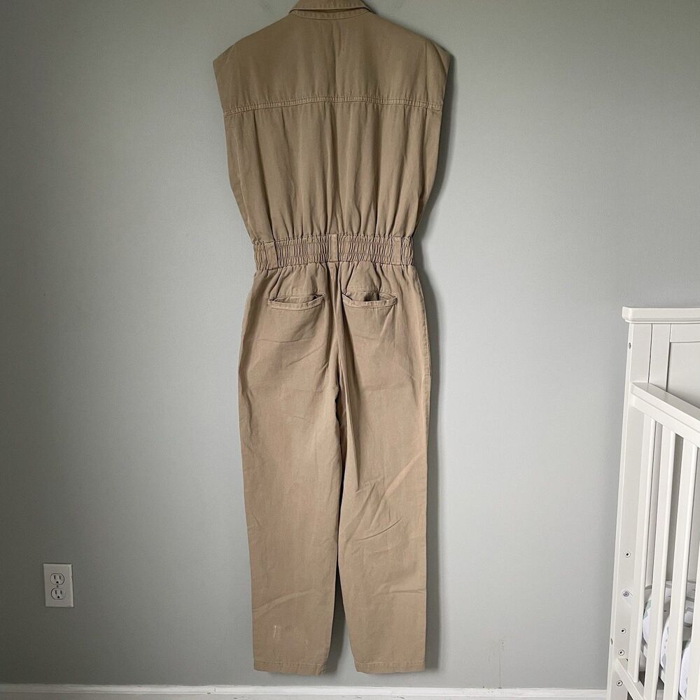 Pistola Rosie Utility Jumpsuit 100% Cotton Padded Shoulder Sesame Women's Medium - Picture 2 of 16